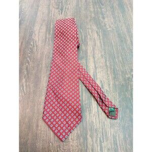 LAUREN RALPH LAUREN Tie Red Luxury Designer Silk Geometric Patterns USA made